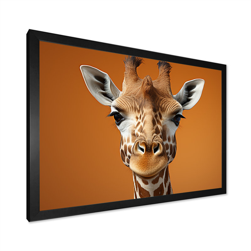Girafe brune sentinelle Savannah, H 16 po x l 32 po x P 1 po, Cadre simple noir