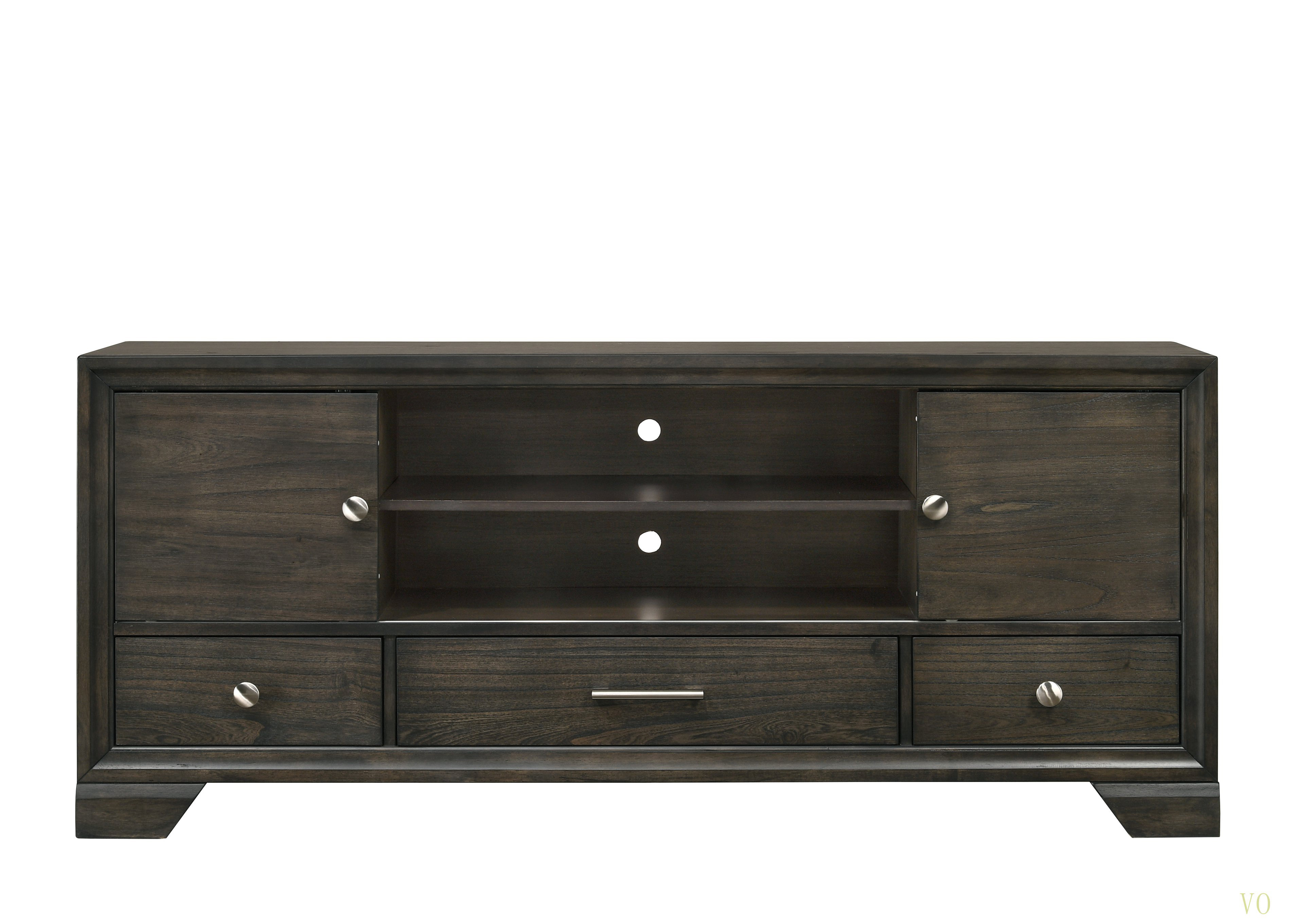 Hokku Designs Contemporary TV Stand 1Pc Rich Finish Metal Hardware ...
