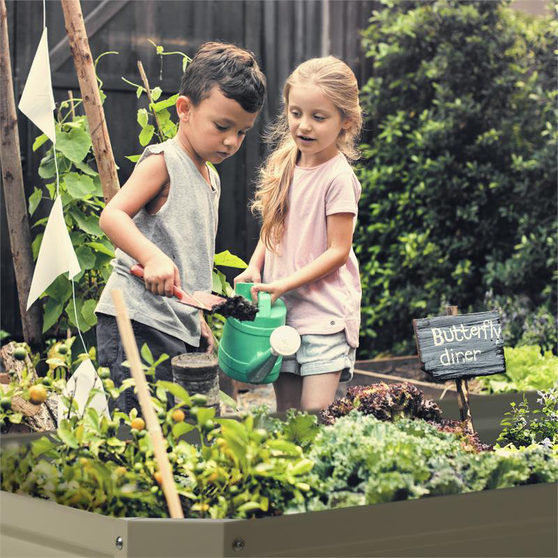 Metal Raised Garden Bed, Beige