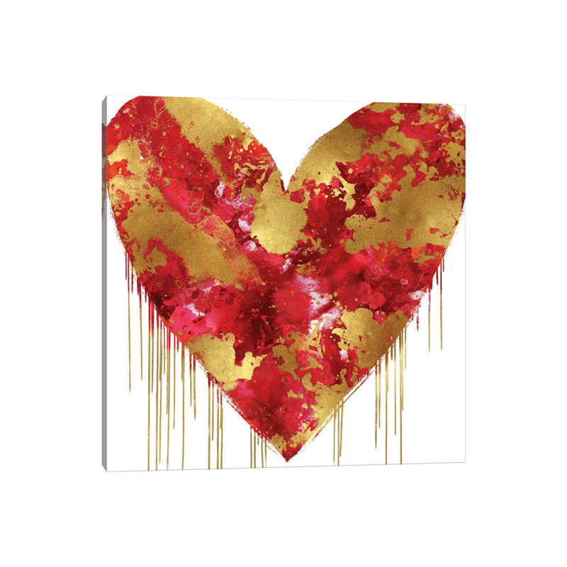 Big Hearted Red And Gold by Lindsay Rodgers - Wrapped Canvas Print, 66.04 cm H x 66.04 cm W x 1.91 cm D