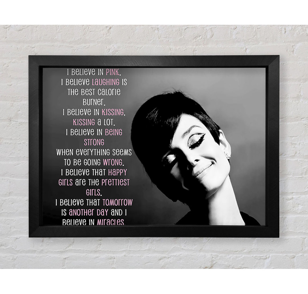 Filmzitat Audrey Hepburn I Believe In Pink Landscape - Druck