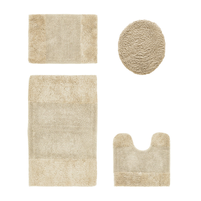 Ensemble de tapis pour salle de bain 100% coton 2155 GSM de qualité supérieure Granada, certifié OEKO-TEX®, envers en latex antidérapant, touffeté moelleux, super absorbant et lavable à la machine pour salle de bain, douche, baignoire et meuble-lavabo, sable