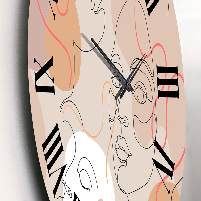 Abstrait une ligne Portraits de femme - horloge murale moderne, Petit