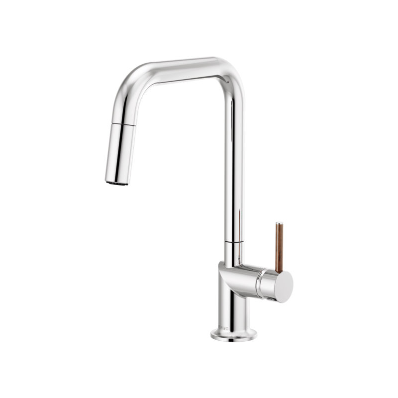 Odin® Pull-Down Faucet with Square Spout, Wood Lever, Polished Chrome