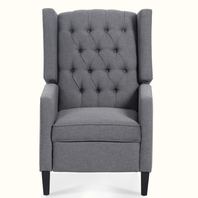 Manual Wing Chair Recliner, High Colorfastness Fabric Chair with Deep Tufted Back | Silver Nailhead Trim, 3 Adjustable Positions for All-Day Comfort