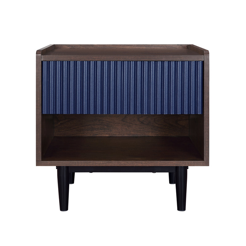 Yonda 20.23'' W Nightstand, Dark Brown/Navy Blue, Individual