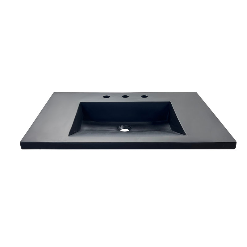 31'' Black Concrete Single Basin Vanity Top with Ramp Sink
