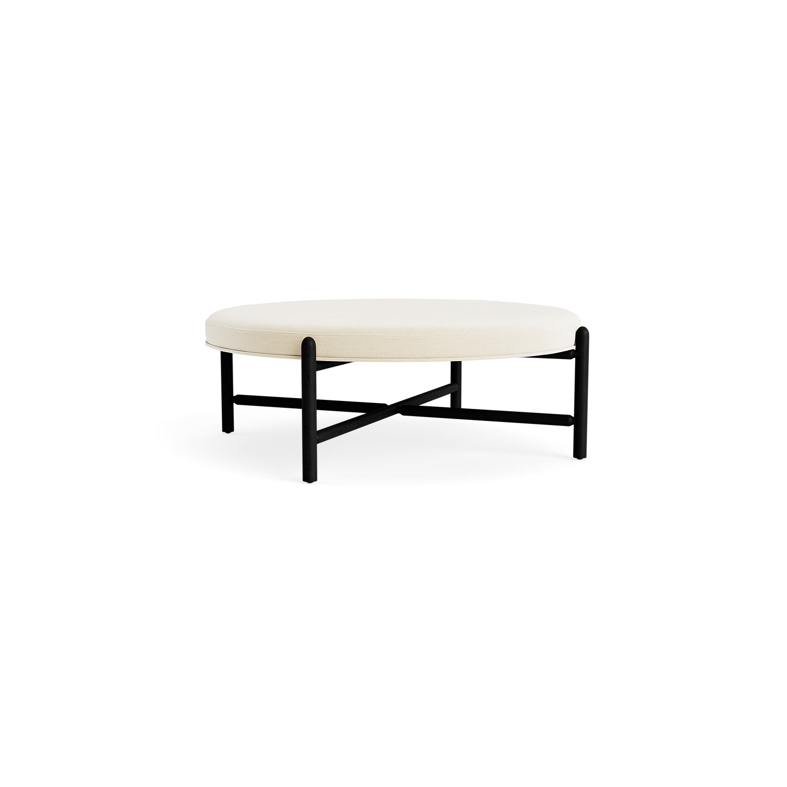 Vane 48" Round Ottoman, Cream, Black