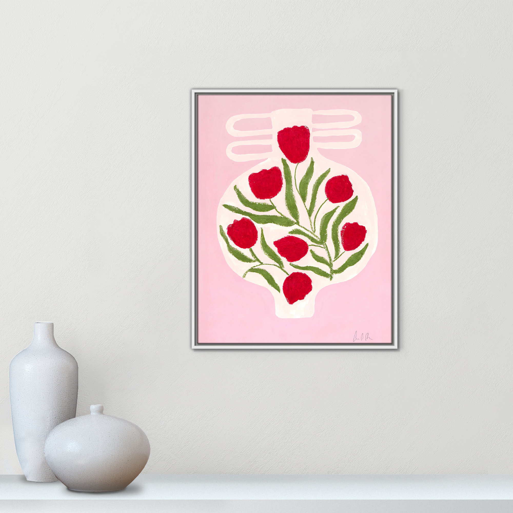Vase No. 02 Print by Camilla Bergqvist, 29.5" H x 23.5" W, White
