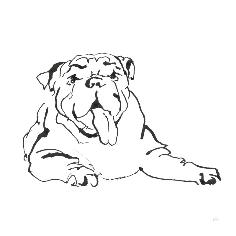 «Line Dog Bulldog I» par Chris Paschke, reproduction d'art sur toile tendue, H 30 po x l 30 po