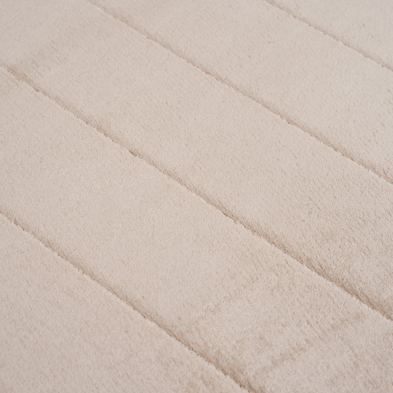 Jaynne Oversized Bathroom Rug-Memory Foam Bath Mat in Textured Stripes- Extra Long Non-Slip, Ivory