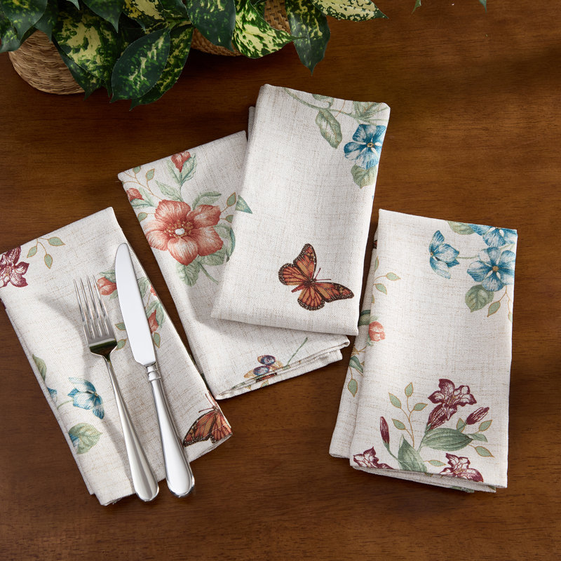 Ensemble de 4 serviettes Lenox Butterfly Meadow Fall multicolores - l 19 po x L 19 po