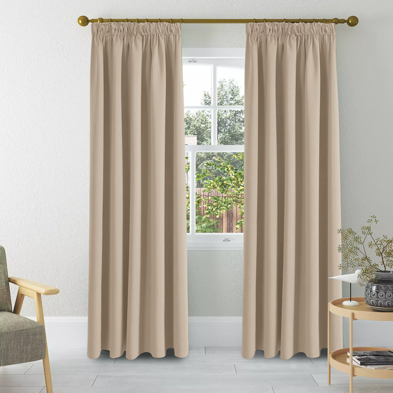 Iknoor Room Darkening Curtain Pair, 117 W x 137 D cm, Cream