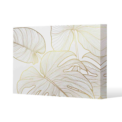 Golden Botanical Line Art by Andrew Lee - Wrapped Canvas Print