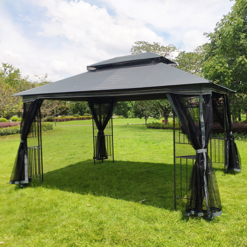 Outdoor Patio Gazebo Canopy Tent With Ventilated Double Roof And Mosquito Net(Detachable Mesh Screen On All Sides),Suitable For Lawn, Garden, Backyard And Deck