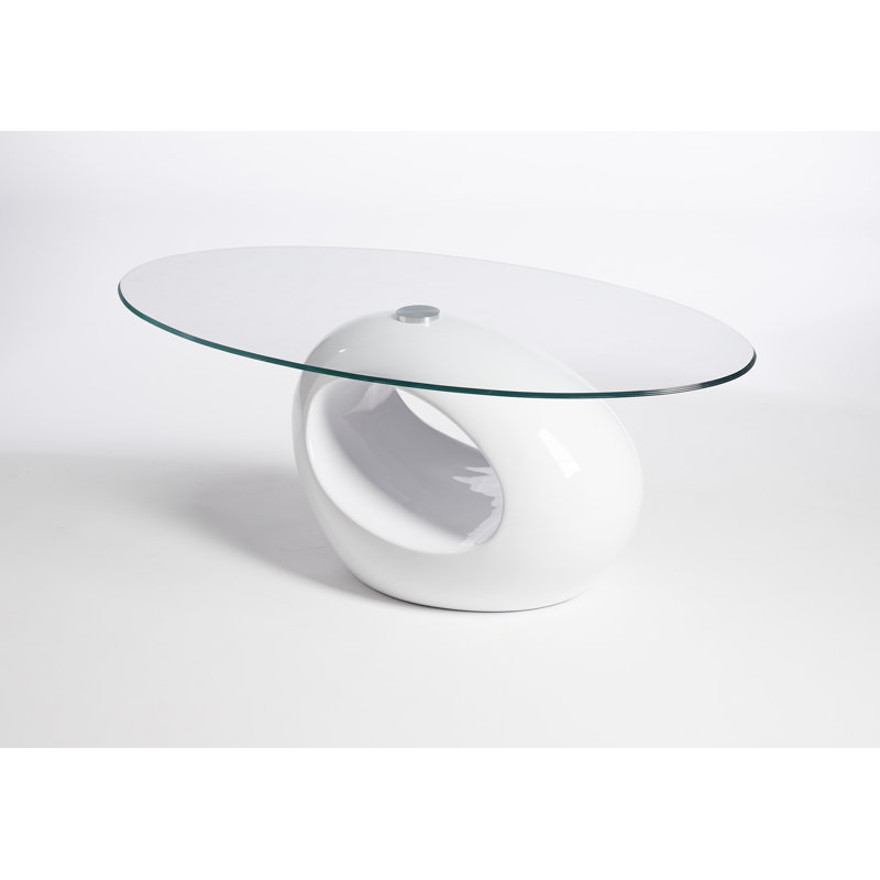 Aleshire Solid Coffee Table with Storage, Clear, White