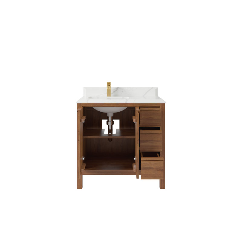 Teck Elizabeth 36 po X P 22 po Meuble-lavabo de salle de bain D, Calacatta Laza