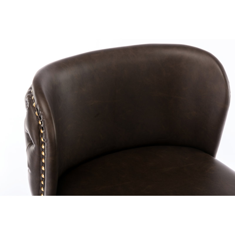 Fauteuil pivotant rembourré Modern Pu, Brun, Doré