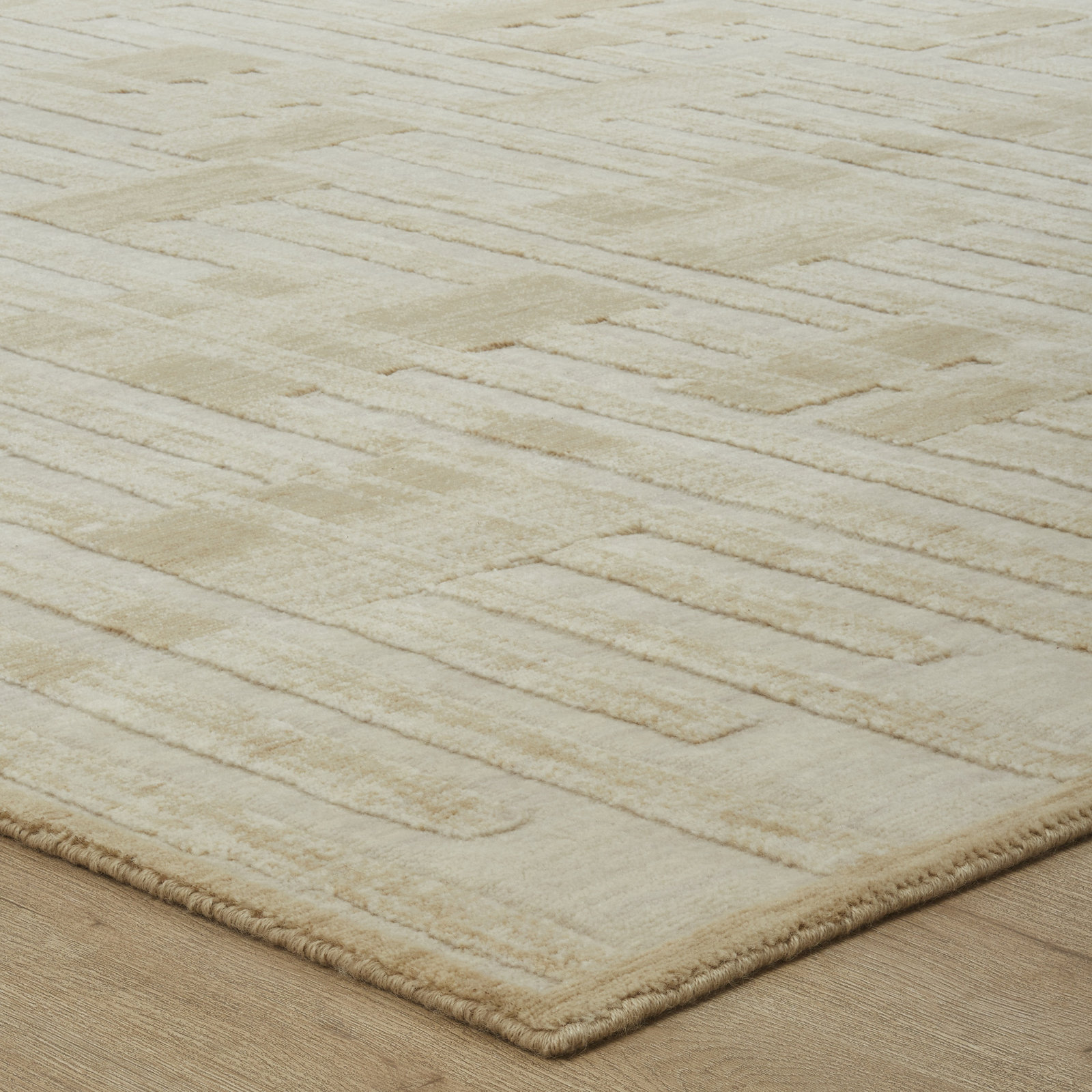 Wool Rug, Runner 2'6" x 8', Sand Tones/Cream