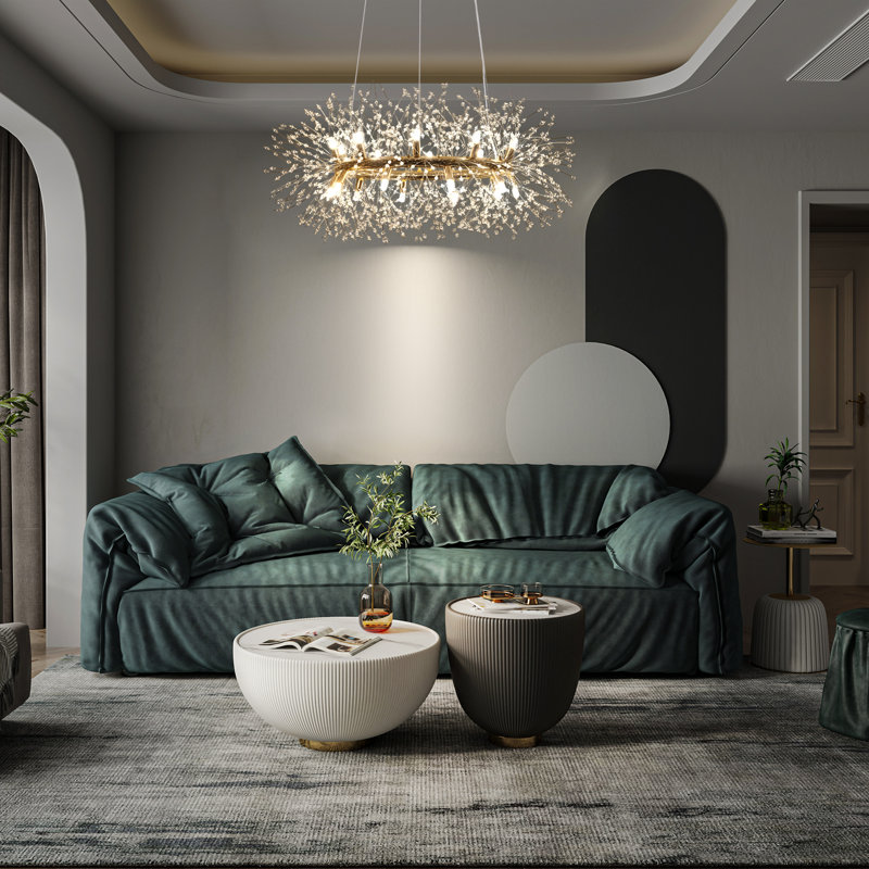Lustre spoutnik en cristal Geetika Firework, H 15,7 po x l 39,4 po x P 39,4 po, Or