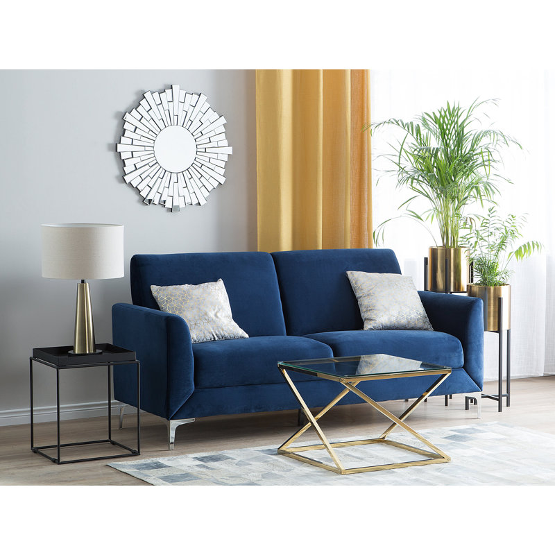 Francisque 3 Seater Velvet Sofa, Navy Blue