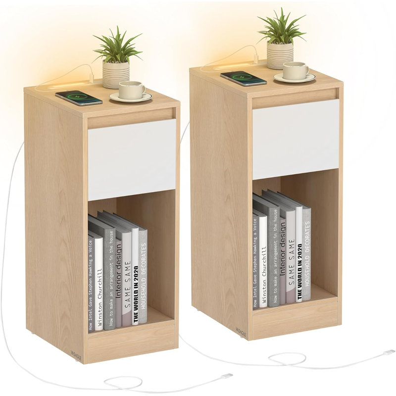 25cm W Particle Board Bedside Table, Brown