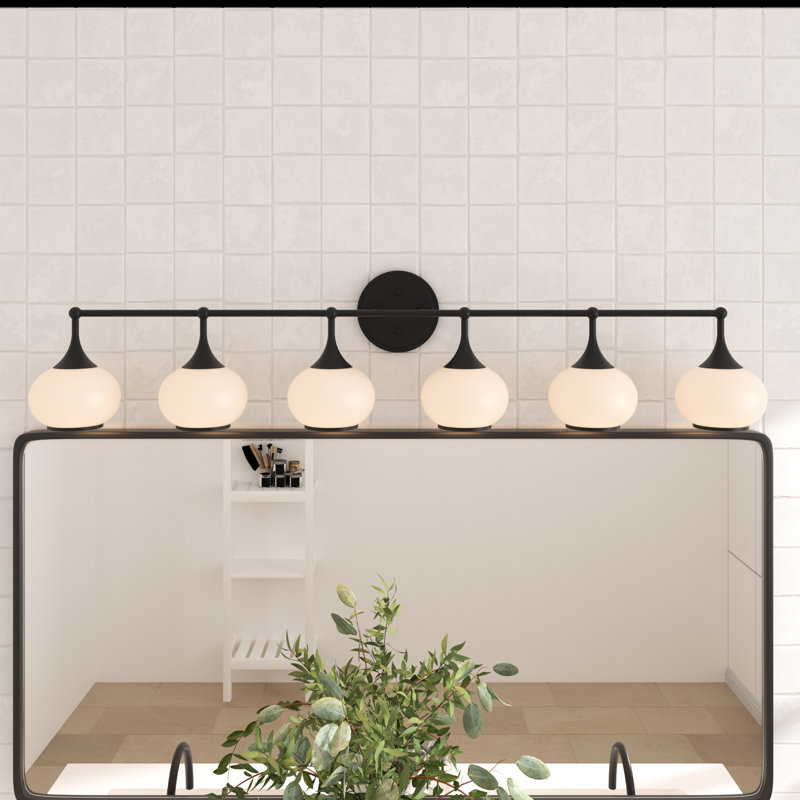 Éclairage de salle de bain à intensité variable 6 lumières, Noir mat