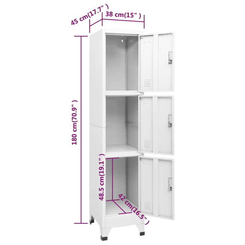 Armoire vestiaire avec 15 po x 17,7 po x 70,9 po, 3