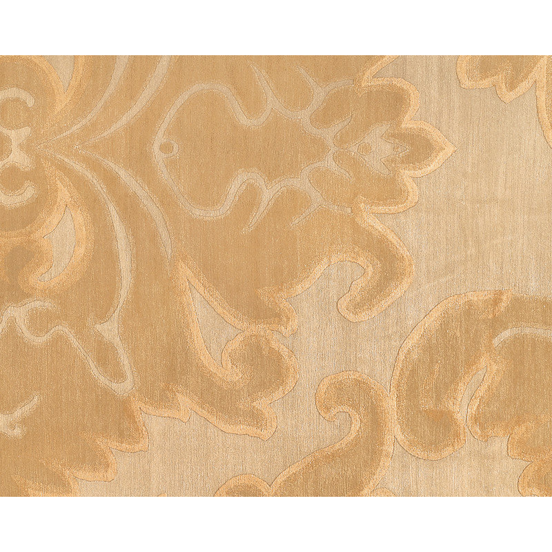 Implied Damask Area Rug in Beige/Gold/Neutral, Rectangle 3' x 5'