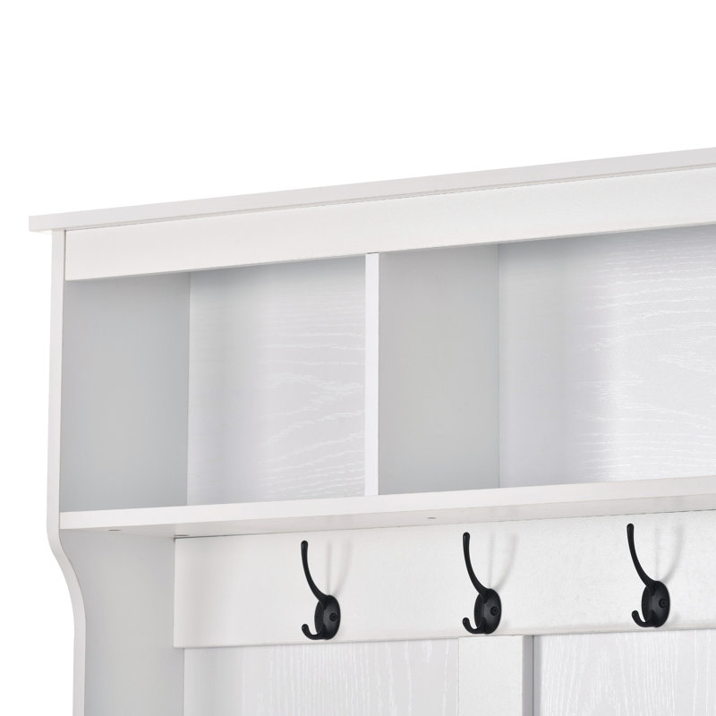 Hall Tree 60'' Wide with Bench and Shoe Storage, White