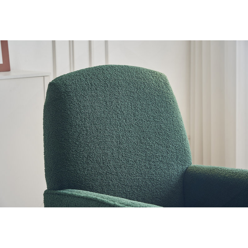 Chaise berçante Teddy en tissu avec repose-pieds réglable, vert, Vert