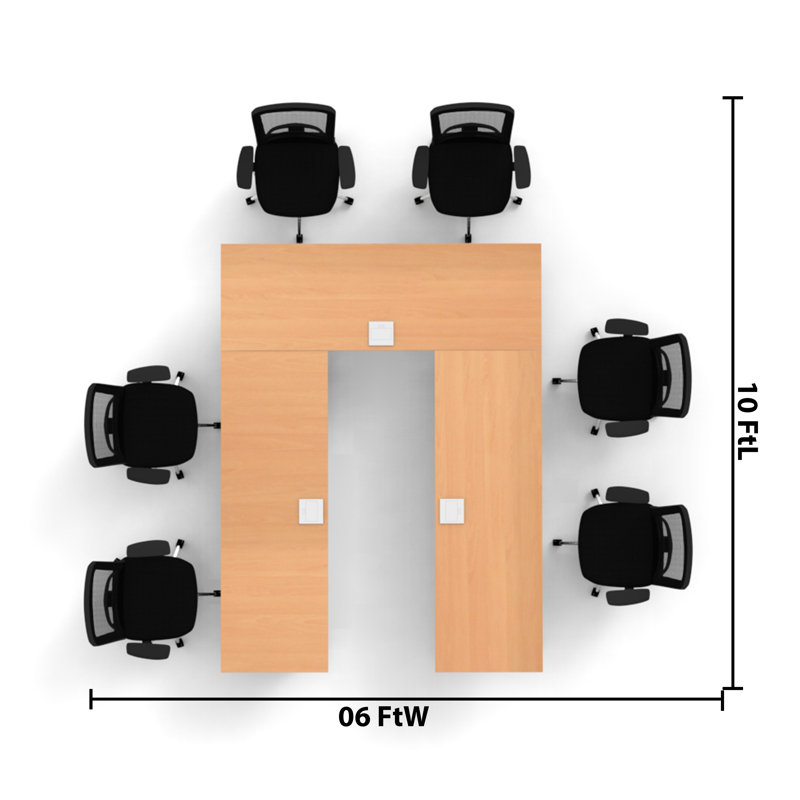 Rectangle 6 Person Flip Top 72'' L Modular Training Table and Chair Set with Casters and Modesty Panel and Cable Management