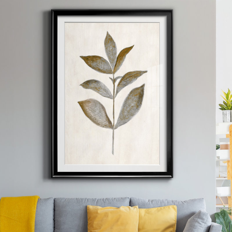 Bronze Leaf III - Reproduction d'art sur papier encadrée, Papier noir, H 18,5 po x l 24,5 po x P 1,5 po