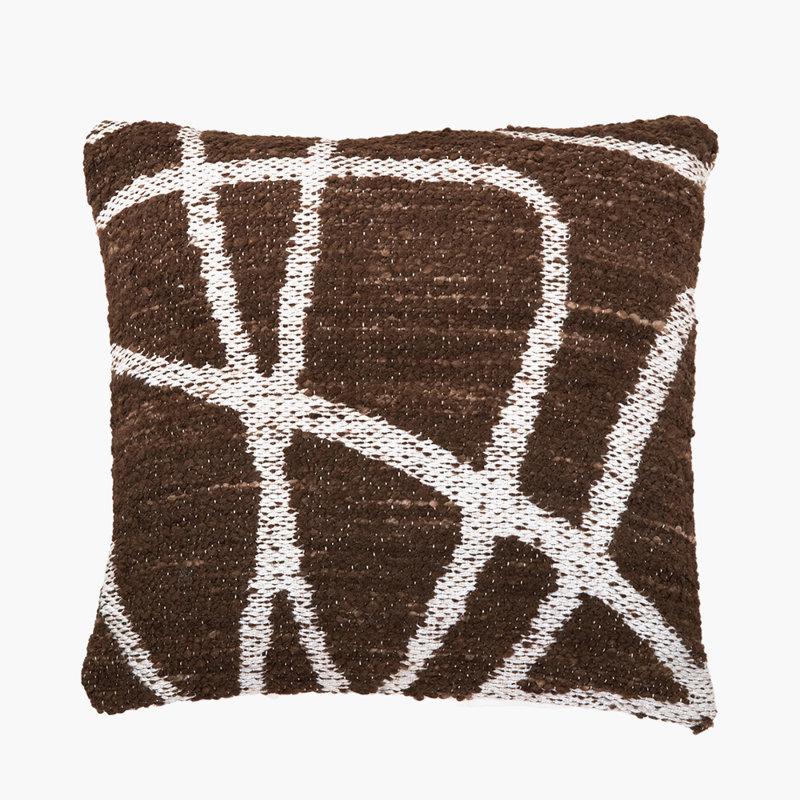 Swirl Brown Indoor / Outdoor Abstract Square Throw Cushion