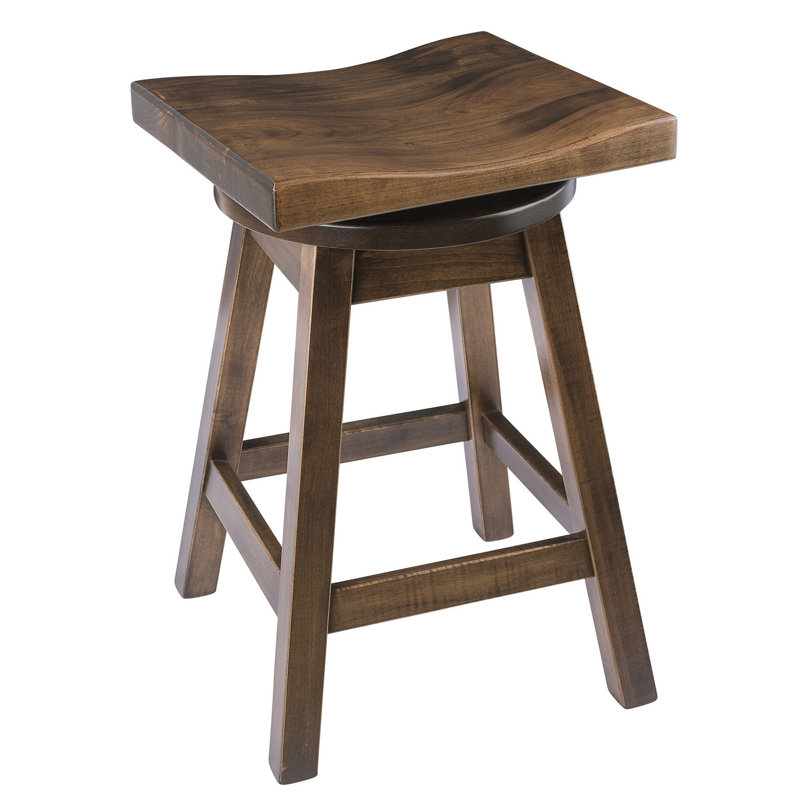 Burnside Swivel Solid Wood Counter Stool, Cappuccino
