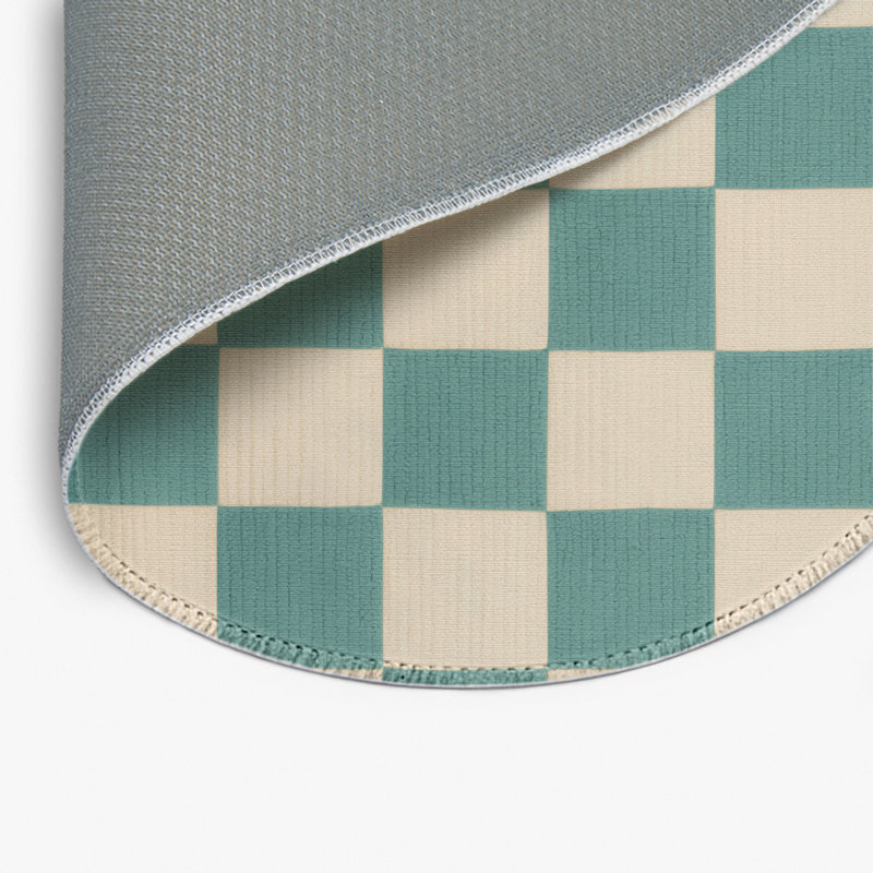 Tapis d'intérieur et d'extérieur à carreaux beige, Rond 5 pi