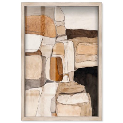 Art mural Quarry Wall III Shadowbox Living Art par Art Remedy, cadre blond, 24 x 36