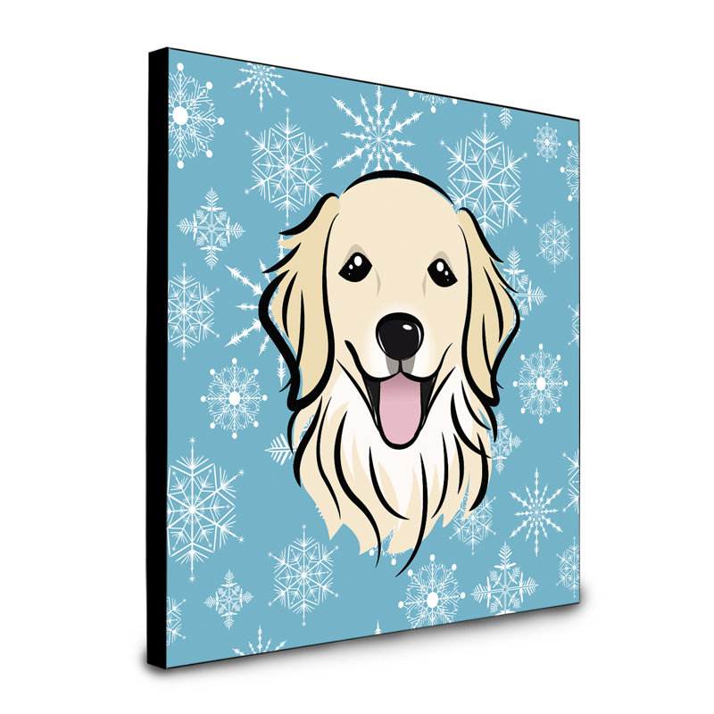 Panneau mural d’art flocon de neige Loula, Golden retriever à poils longs