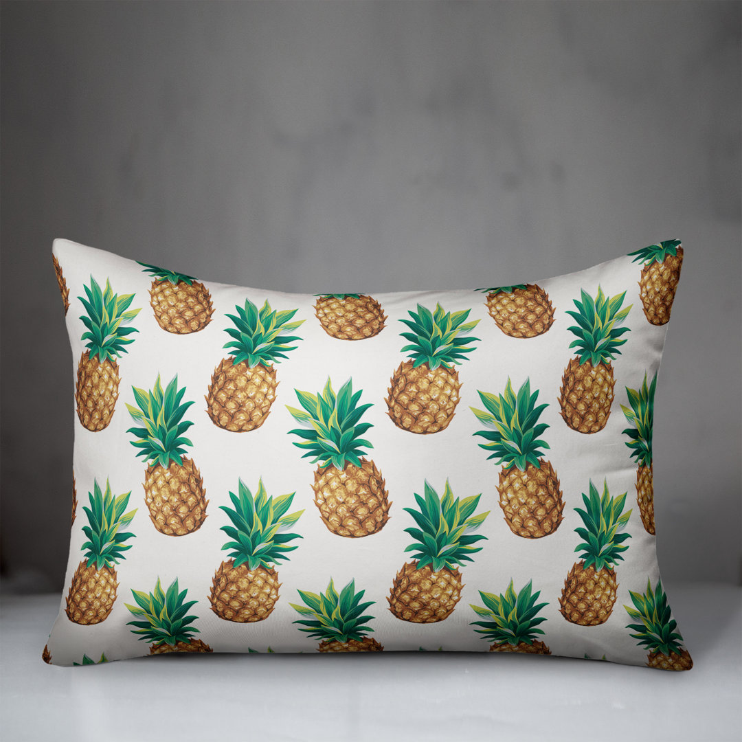  Pineapple Print White Indoor/Outdoor Lumbar Pillow Designs Direct Creative Group 