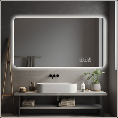 Miroir d'éclairage mural à DEL / miroir de salle de bain / miroir pleine grandeur / miroir de maquillage, éclairage tricolore + gradation + étanche IP44 + antibuée + interrupteur tactile 24 po x 48 po