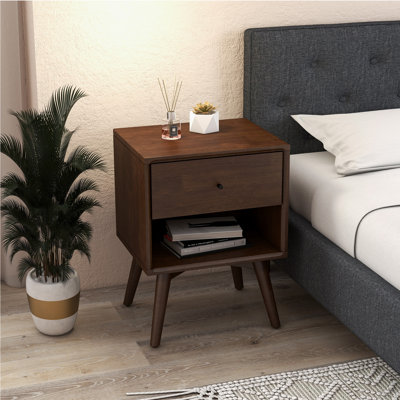 Bois massif noyer 1 tiroir Enosburgh avec style Mid-Century moderne