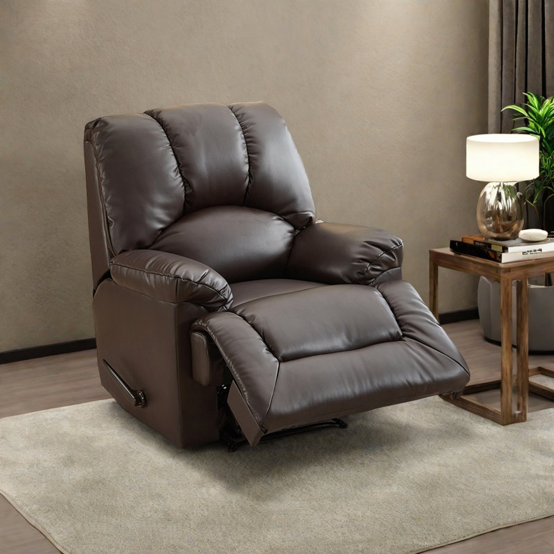 Luxury-Style Wide-armed Reclining Chair, Dark Brown