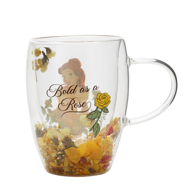 Disney Pastel Princess Floral Decorative Glass Mug Belle