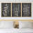 Black Gray Floral & Botanical Neutral Decor Minimalist Framed On Canvas 3 Pieces Print Wall Art-91875287-91875284