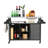 Large Outdoor Wicker Kitchen Island Cart With Stainless Steel Top, Wheels, And Ample Storage For Durable Use