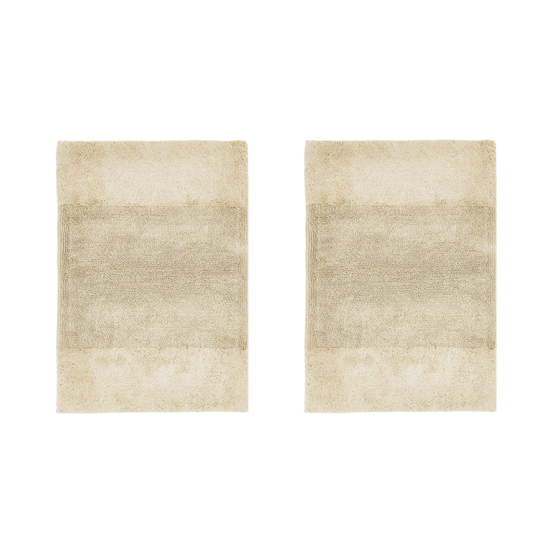 Makaylynn Premium 100% Cotton 2155 GSM 2-Piece Bath Rug Set, OEKO-TEX® Certified, Non-Slip Spray Latex Backing, Plush Tufted, Super Absorbent, Machine Washable Bathroom Rugs, Sand