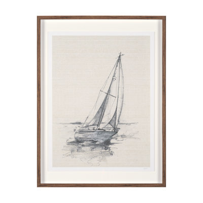 «Sail Away I» par Studio A, reproduction d'art encadrée à la main avec passe-partout mat