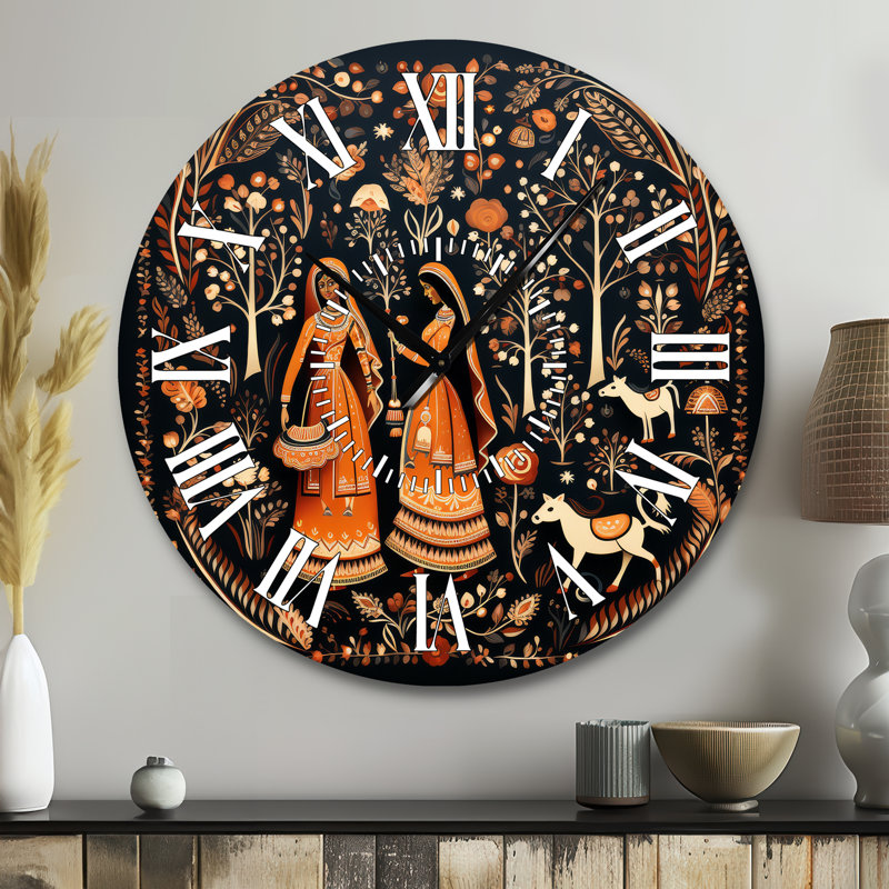Horloge murale «Indian Art Rajasthani Folklore Tales II», Grand