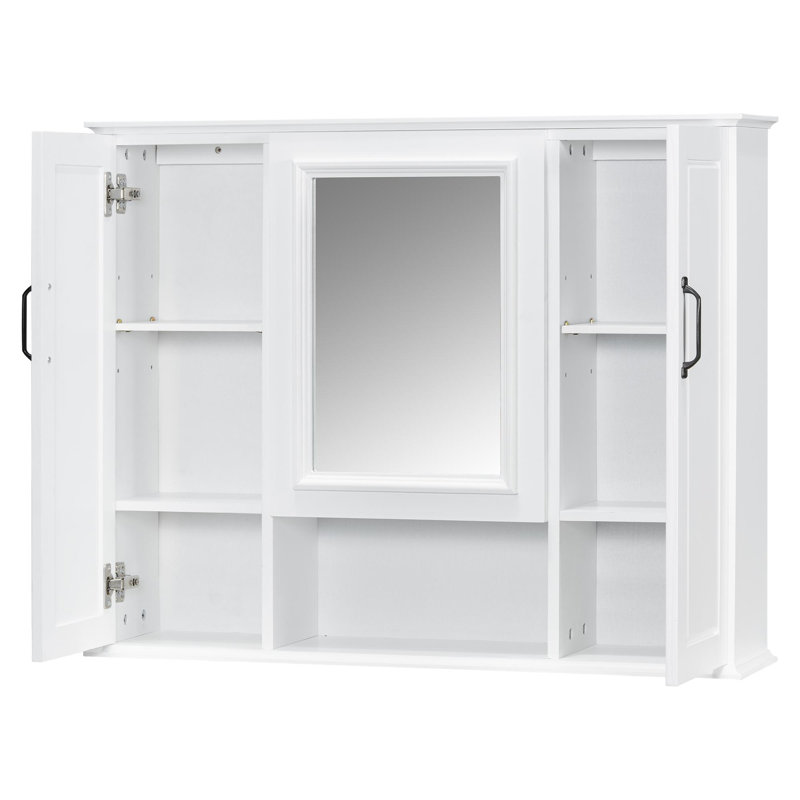 Meuble-lavabo de salle de bain avec rangement et armoire à pharmacie, Blanc