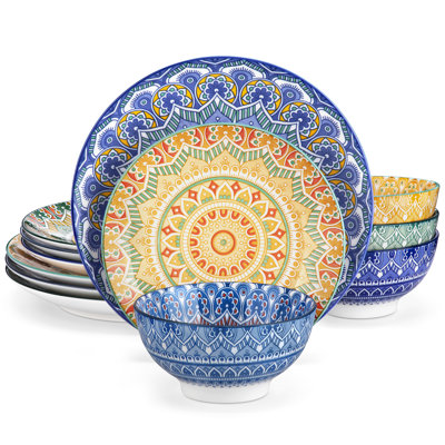 12 Piece Porcelain Dinnerware Set - Service for 4